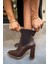 Leto Acı Kahve Deri Lastikli Topuklu Bot 4