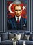Türkiye Cumhuriyeti Bayrağı Önünde Atatürk Portresi Dekoratif Kanvas - Mdf Ahşap Tablo 3