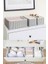 Kapısı 4 Lü Çekmece Düzenleyici Organizer Dekoratif Sepet Hurç (4 Lü Çekmece Çizgili) 1