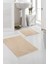 Yıkanabilir Premium Ponpon Saçaklı Kaymaz Taban Post Peluş Banyo Paspası 2'li Takım Bej mt 1