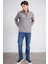 Çetinkaya Mentality 4412 Erkek Fermuarlı Dik Yaka Selanik Sweatshirt Açık Gri 2