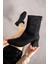 Alvis Siyah Süet Renkli Kalın Topuk Streç Kadın Bot 4
