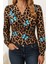 Kadın Uzun Kollu Kruvaze Yakalı Kelebek Desenli Şardonlu Dalgıç Bluz 3