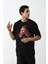 Unisex Baskılı Oversize T-Shirt - Siyah 2