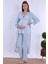 Mavi Sabahlıklı Hamile Lohusa Pijama Takımı 2