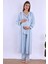 Mavi Sabahlıklı Hamile Lohusa Pijama Takımı 5