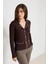Acı-Kahve Ceket Yaka Cep ve Çizgi Detaylı Triko 3