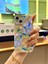 iPhone 13 Kılıf Renk Geçişli Taşlı Kamera Lens Korumalı Simli Yeşil Çiçek Desenli Darbe Emici Kapak 3