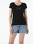 Slim Fit Bisiklet Yaka Örme Kadın Siyah Kısa Kol Tişört 1
