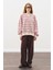 Oversıze Çizgili Sweatshırt Bordo 1