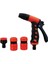 Çok Fonksiyonlu Bahçe Hortum Başlığı Seti, Ayarlanabilir Sulama Tabancası, 3 Adet Bağlantı Aparatı, Siyah-Turuncu 1