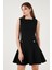 Pamuklu Regular Fit Bisiklet Yaka Düğme Detaylı A Kesim Mini Elbise Bayan Elbise 6525687 4