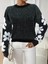 Mdb Kadın Uzun Kollu Bisiklet Yaka Çiçek Desenli Triko Bluz 3