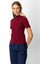 Kadın Dik Yaka Kısa Kollu Triko Kazak 69302 Bordo 2