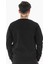 Erkek Siyah Sweatshirt Bisiklet Yaka Rahat Kalıp 3 Iplik Şardonlu Nakışlı 6