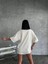 Unisex Düz Biskilet Yaka oversize T-Shirt - Beyaz 4