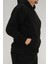 Erkek Siyah Oversize Kapüşonlu Sweatshirt 3 Iplik Şardonlu Kanguru Cepli 5