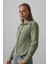 Kadın Uzun Kollu Pamuk Polyester Haki Rengi Gömlek Basic 2