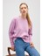Risu, Düz Örgü Kadın Mevsimlik Triko Bisiklet Yaka Kazak - Açık Pembe 2