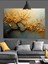 Altın Çiçekler Soyut Ağaç Dekoratif Kanvas - Mdf Ahşap Tablo 5