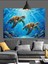 Mavi Denizde Üç Deniz Kaplumbağası Dekoratif Kanvas - Mdf Ahşap Tablo 1