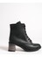 Dıana Bağcıklı Fermuarlı Ortopedik Taban Topuklu Kadın Bot Cst - Siyah 5