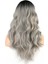 Dalgalı Perçemli Fiber Sentetik Orta Boy Peruk - Siyah Gri Ombreli 5