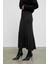 Jeveux Kadın Esnek Kumaşlı Dikiş Detaylı Uzun Siyah Etek 5