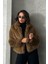 Kahve Kadın Suni Kürk Mont Modern Premium Luxury Trend Tasarım Ceket 1