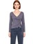 Kadın V Yaka Bağlama Detaylı Fitted Uzun Kollu Örme Bluz Kaliteli Şık Rahat Modern Zarif Günlük 3