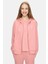 Allura Pembe Kapüşonlu Gofre Baskı Loose Fit Kadın Sweatshirt 2