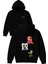 3 Adet Tatlı Kız Figür Tasarım Baskılı Oversize Siyah Kapüşonlu Sweatshirt 1