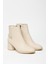 Bej Kadın Topuklu Fermuarlı Arka Zımba Detaylı Kışlık Bot 1