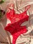 Romantik Tutku Kırmızı Kalp Işlemeli Transparan Dantel Bodysuit 3