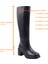 Cassido C1235 Hakiki Deri 6 cm Topuk Kadın Diz Altı Siyah Çizme 2