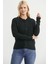Düğmeli Sıfır Yaka Triko Hırka - Siyah 5