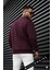 Erkek Bordo Koyu Vişne Çürüğü Basic 0 Sıfır Yaka Baskısız Düz Oversize Salaş Bol Kesim Sweatshirt 3