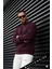 Erkek Bordo Koyu Vişne Çürüğü Basic 0 Sıfır Yaka Baskısız Düz Oversize Salaş Bol Kesim Sweatshirt 4