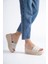 Reına Dolgu Topuklu Ortopedik Taban Hasır Görünümlü Kadın Terlik Ckt - Krem 1