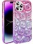 Apple iPhone 14 Pro Max Kılıf Simli 3D Desenli Mrsa Hacar Kapak-Pembe-Mor 5