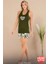 Lady Sıfır Kollu Kalpli Yeşil Şortlu Pijama Takımı 2