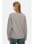 Sunnıva Koyu Gri Bisiklet Yaka Nakışlı Loose Fit Kadın Sweatshirt 4
