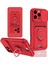 iPhone 16 Pro Kılıf Zuma Kartvizitli Yüzüklü Silikon - Kırmızı (K95) 1