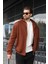 Kahverengi Fermuarlı Kapüşonlu Erkek Hırka E7174 4