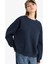 Oversize Geniş Kalıp Bisiklet Yaka Basic Düz Sweatshirt A4177AX25WN 1