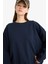 Oversize Geniş Kalıp Bisiklet Yaka Basic Düz Sweatshirt A4177AX25WN 4