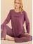 Kadın Yumuşak Dokulu Uzun Kollu Kalp Desenli Pijama Takımı 1