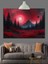 Kırmızı Parlak Gece Orman Manzarası Dekoratif Kanvas - Mdf Ahşap Tablo 1