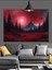 Kırmızı Parlak Gece Orman Manzarası Dekoratif Kanvas - Mdf Ahşap Tablo 5