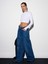 72076 %100 Pamuk Kemerli Wide Leg Jean-Mavi 5